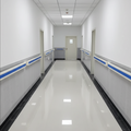 Anti-collision handrail in clean hospital corridor