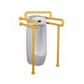 Urinal grab bar with floor support legs – 60x60x110cm, ABS/PP outer tube, stainless steel inner