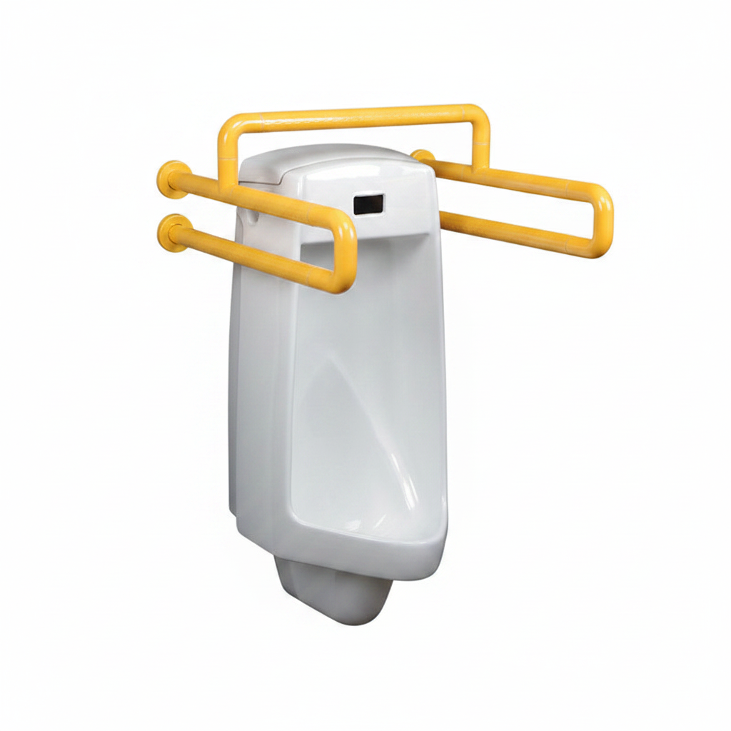 Urinal grab bar without floor legs – 60x60cm, ABS/PP outer tube, stainless steel inner